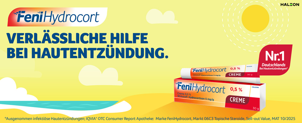 Werbebanner mit Rabattaktion und verschiedenen Halenon-Produkten.